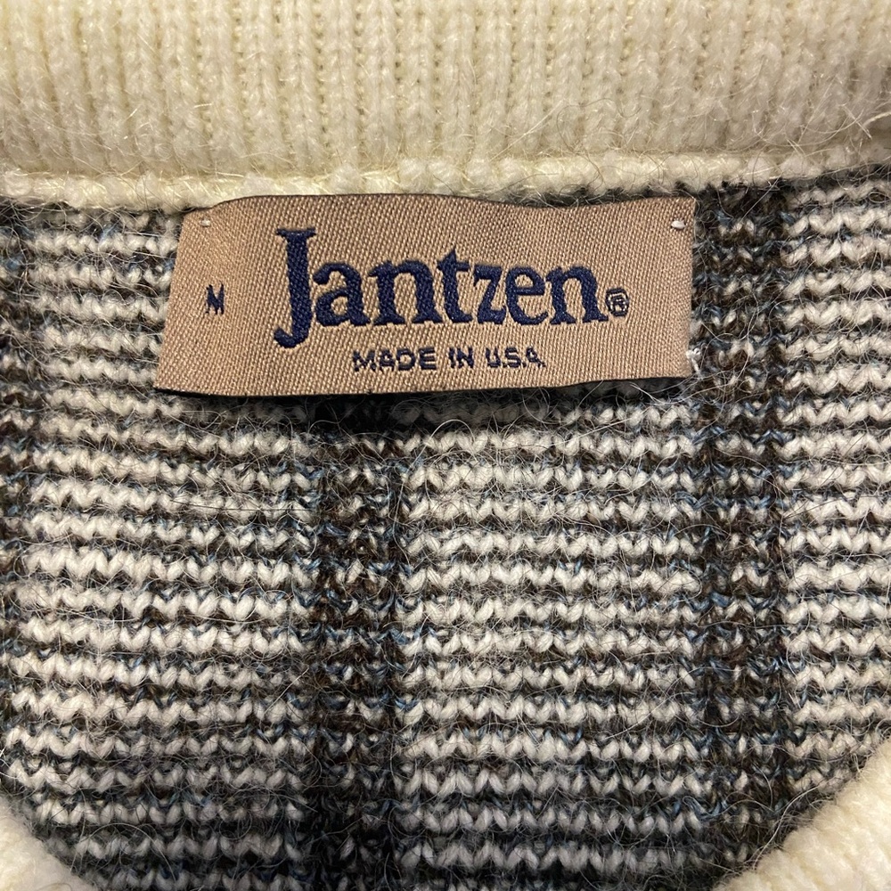 Vintage JANZEN 90s Sweater Men's Sz Medium Geometric Grandpa Style - Picture 2 of 3